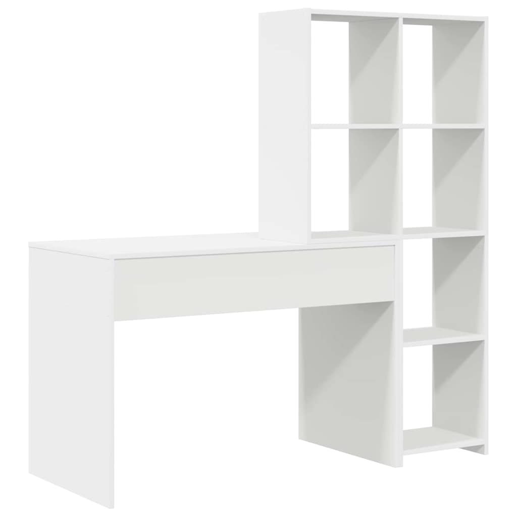 Bureau met plank Wit 138,5 x 55 x 143 cm Bewerkt hout