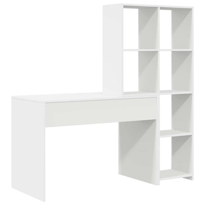 Bureau met plank Wit 138,5 x 55 x 143 cm Bewerkt hout