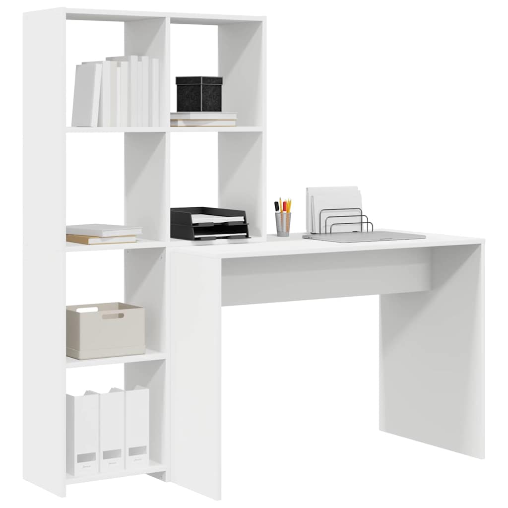Bureau met plank Wit 138,5 x 55 x 143 cm Bewerkt hout
