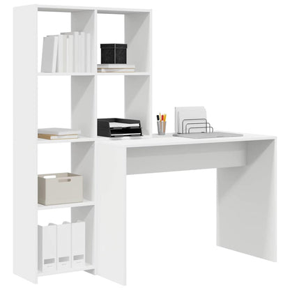 Bureau met plank Wit 138,5 x 55 x 143 cm Bewerkt hout