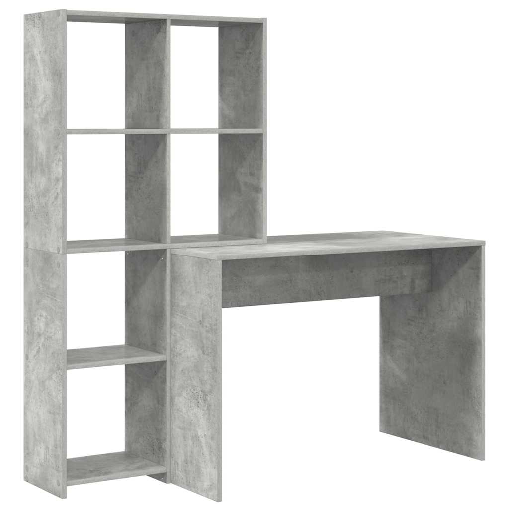 Bureau met plank Beton Grijs 138,5 x 55 x 143 cm Bewerkt hout