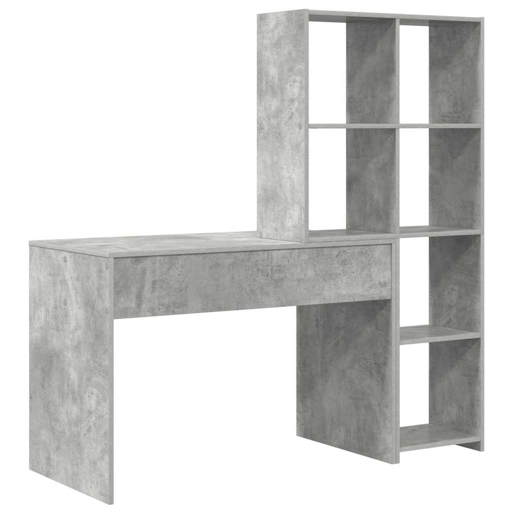 Bureau met plank Beton Grijs 138,5 x 55 x 143 cm Bewerkt hout