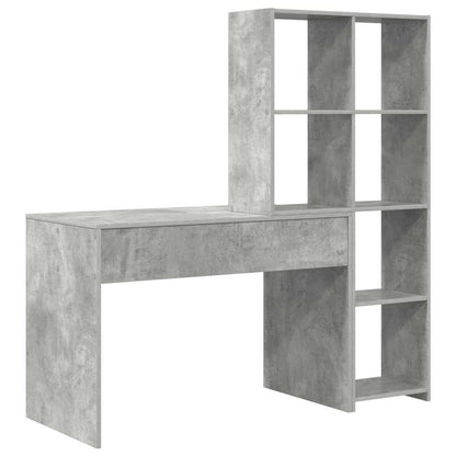 Bureau met plank Beton Grijs 138,5 x 55 x 143 cm Bewerkt hout