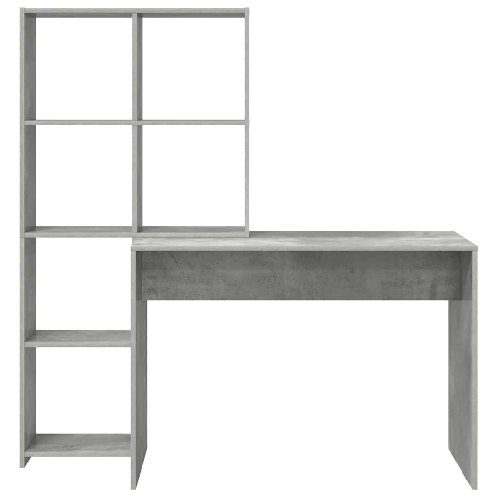 Bureau met plank Beton Grijs 138,5 x 55 x 143 cm Bewerkt hout