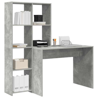 Bureau met plank Beton Grijs 138,5 x 55 x 143 cm Bewerkt hout