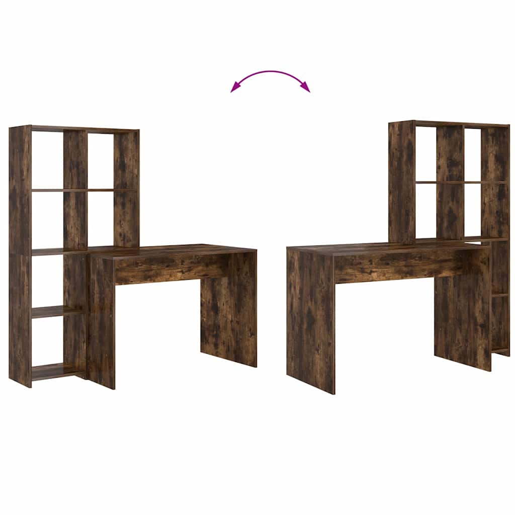 Bureau met plank Gerookt eiken 138,5 x 55 x 143 cm Bewerkt hout