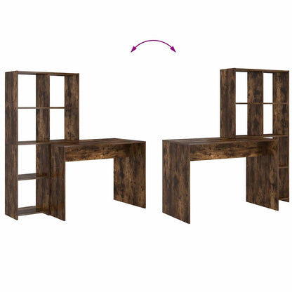 Bureau met plank Gerookt eiken 138,5 x 55 x 143 cm Bewerkt hout