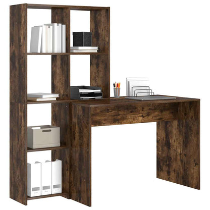 Bureau met plank Gerookt eiken 138,5 x 55 x 143 cm Bewerkt hout