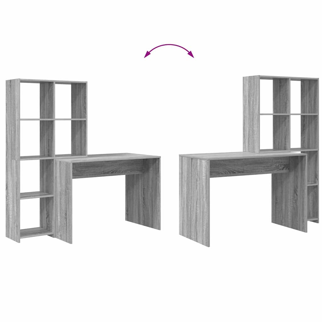 Bureau met plank Grijs Sonoma 138,5 x 55 x 143 cm Bewerkt hout