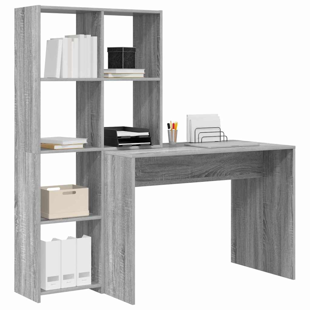 Bureau met plank Grijs Sonoma 138,5 x 55 x 143 cm Bewerkt hout
