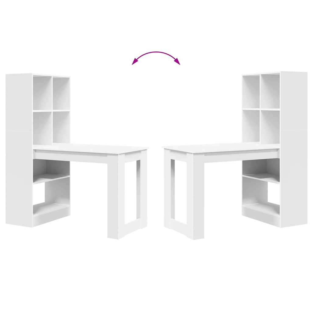 Bureau met plank met opslag Wit 122 x 67 x 145 cm Bewerkt hout