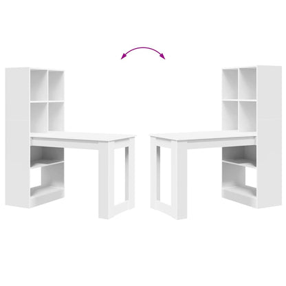 Bureau met plank met opslag Wit 122 x 67 x 145 cm Bewerkt hout