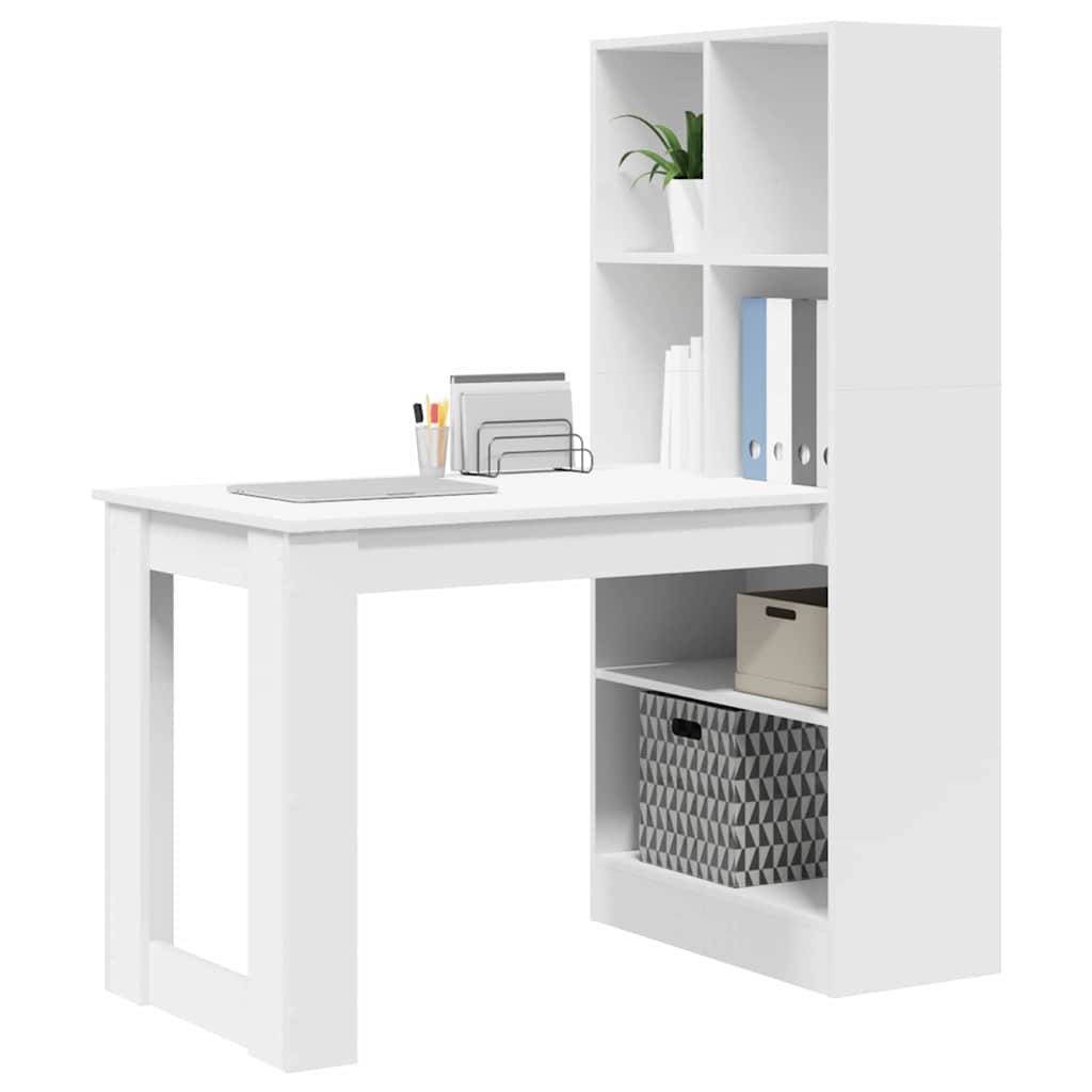 Bureau met plank met opslag Wit 122 x 67 x 145 cm Bewerkt hout