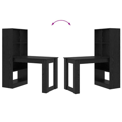 Bureau met plank Zwart Eiken 122 x 67 x 145 cm Bewerkt hout