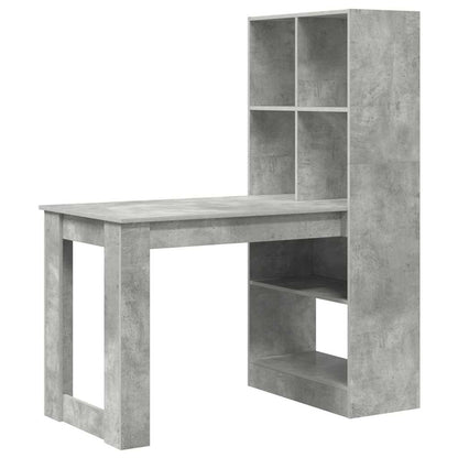 Bureau met plank Beton Grijs 122 x 67 x 145 cm Bewerkt hout