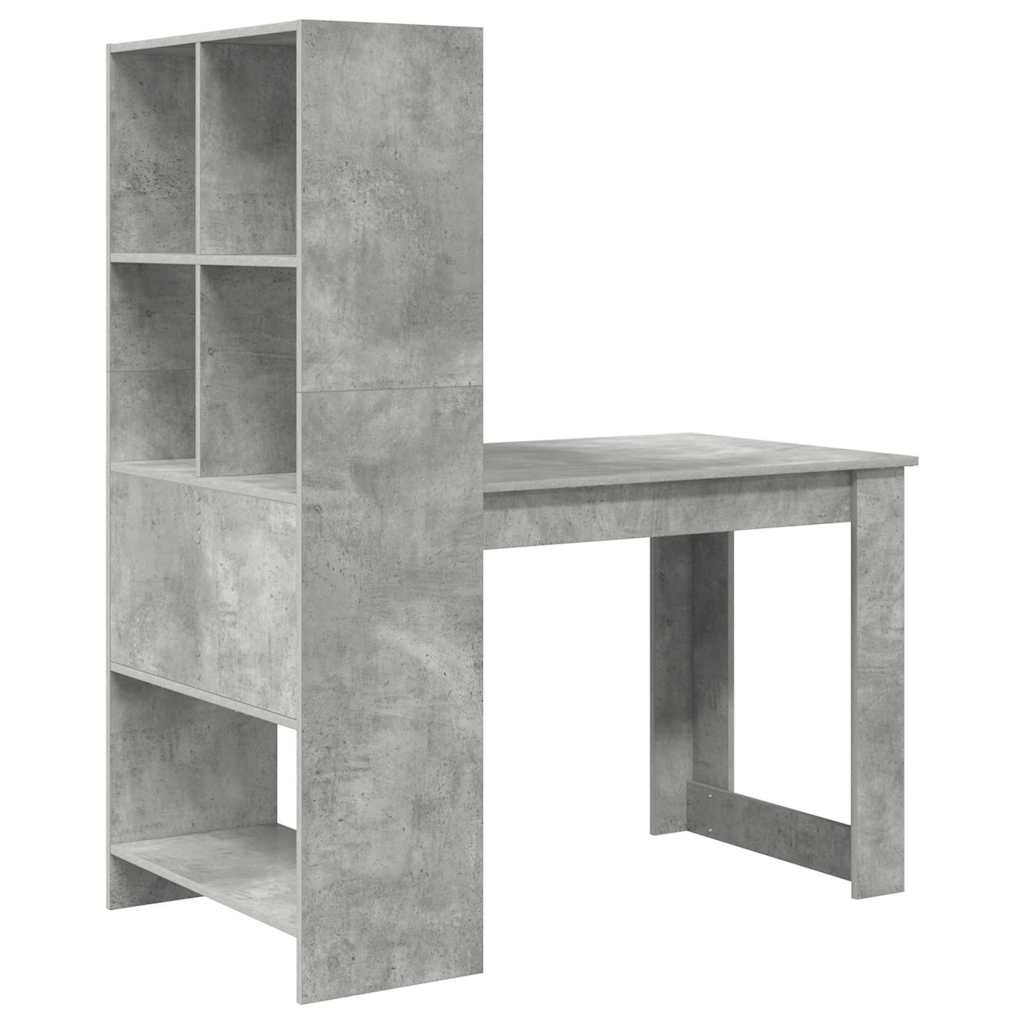 Bureau met plank Beton Grijs 122 x 67 x 145 cm Bewerkt hout