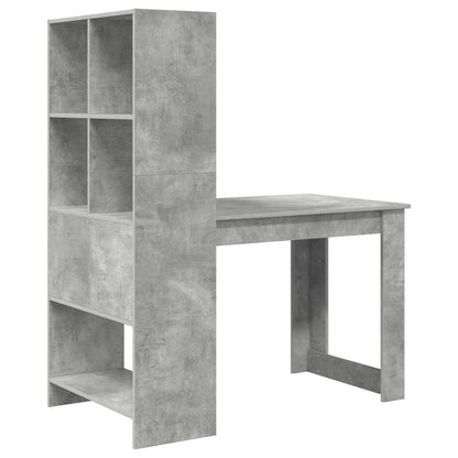 Bureau met plank Beton Grijs 122 x 67 x 145 cm Bewerkt hout