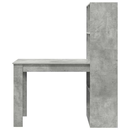 Bureau met plank Beton Grijs 122 x 67 x 145 cm Bewerkt hout