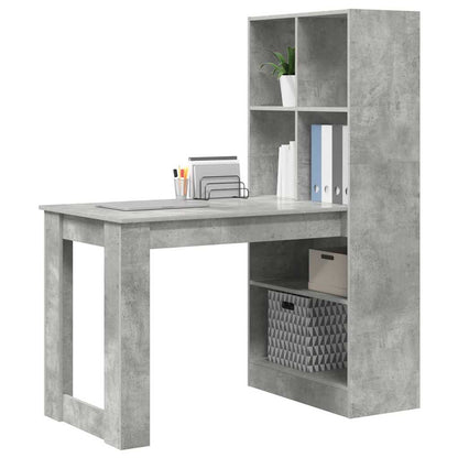 Bureau met plank Beton Grijs 122 x 67 x 145 cm Bewerkt hout