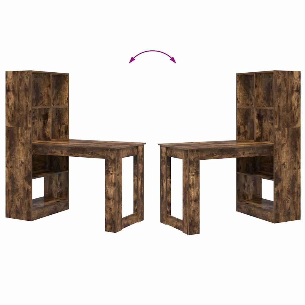 Bureau met plank Gerookt eiken 122 x 67 x 145 cm Bewerkt hout