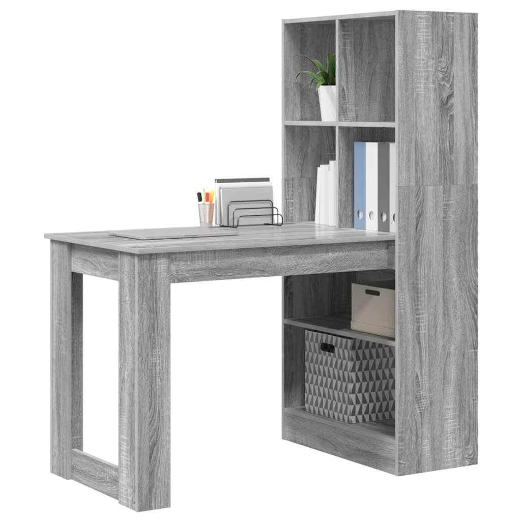 Bureau met plank Grijs Sonoma 122 x 67 x 145 cm Bewerkt hout
