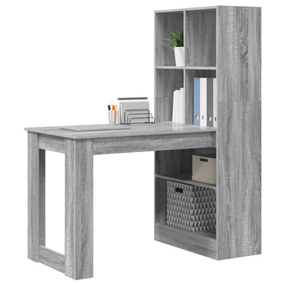Bureau met plank Grijs Sonoma 122 x 67 x 145 cm Bewerkt hout