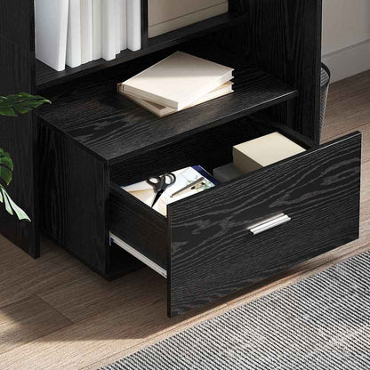 Bureau met lade Zwart Eiken 131,5 x 50 x 106,5 cm Bewerkt hout