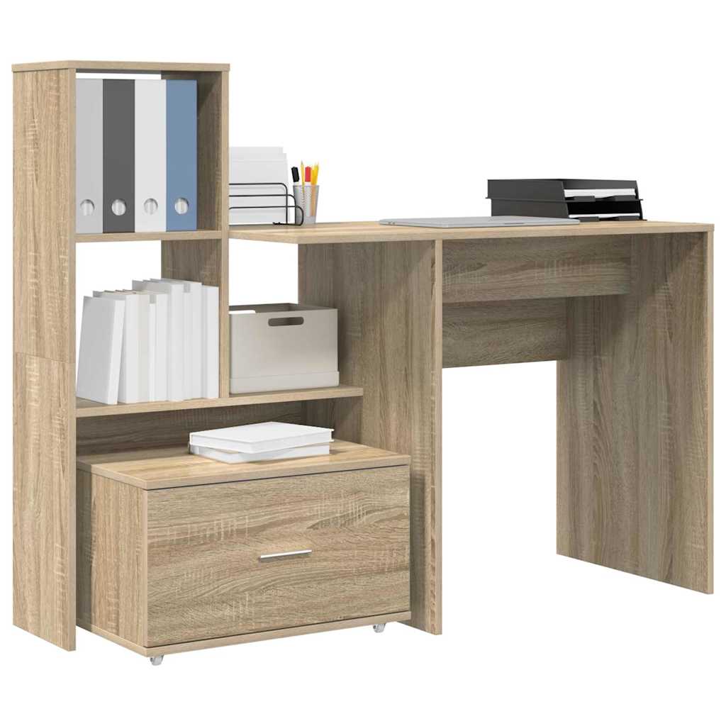 Bureau met lade Sonoma Eiken 131,5 x 50 x 106,5 cm Bewerkt hout