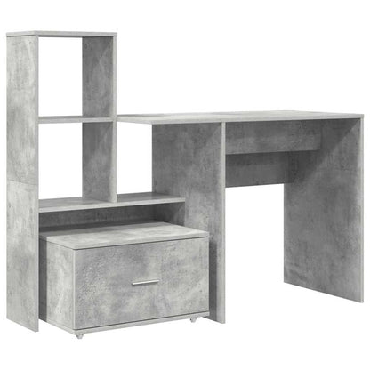 Bureau met lade Beton Grijs 131,5 x 50 x 106,5 cm Bewerkt hout