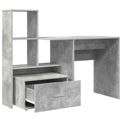 Bureau met lade Beton Grijs 131,5 x 50 x 106,5 cm Bewerkt hout
