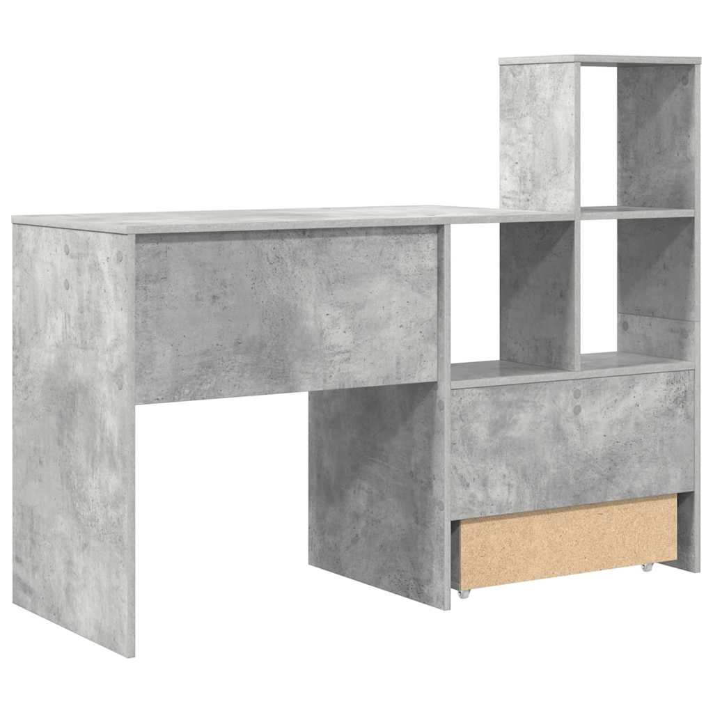 Bureau met lade Beton Grijs 131,5 x 50 x 106,5 cm Bewerkt hout
