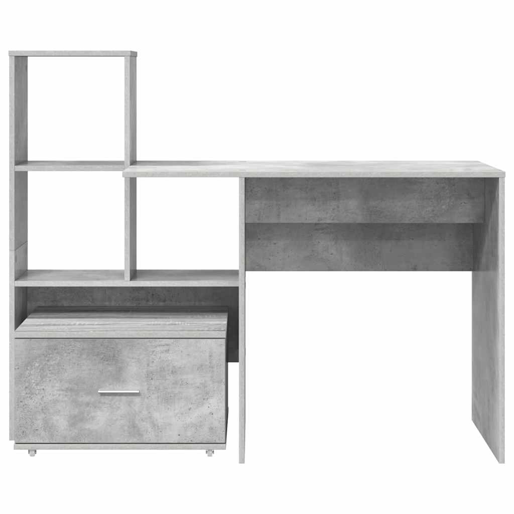 Bureau met lade Beton Grijs 131,5 x 50 x 106,5 cm Bewerkt hout