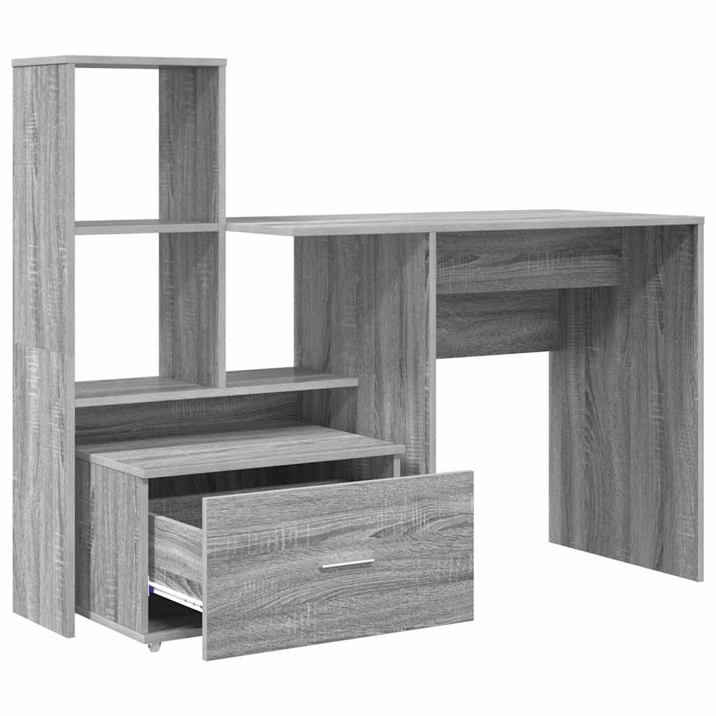 Bureau met lade Grijs Sonoma 131,5 x 50 x 106,5 cm Bewerkt hout