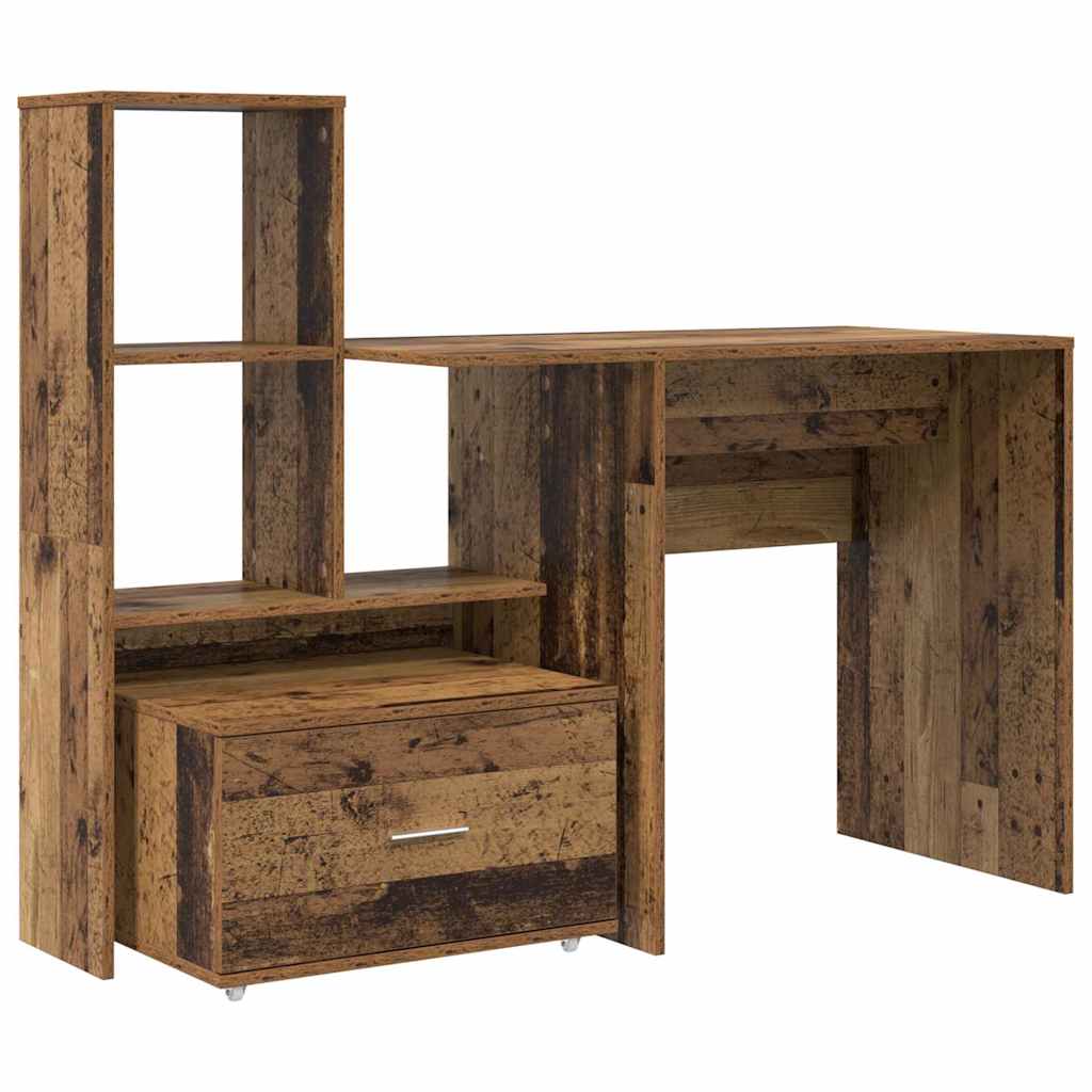 Bureau met lade Oud Hout 131,5 x 50 x 106,5 cm Bewerkt hout