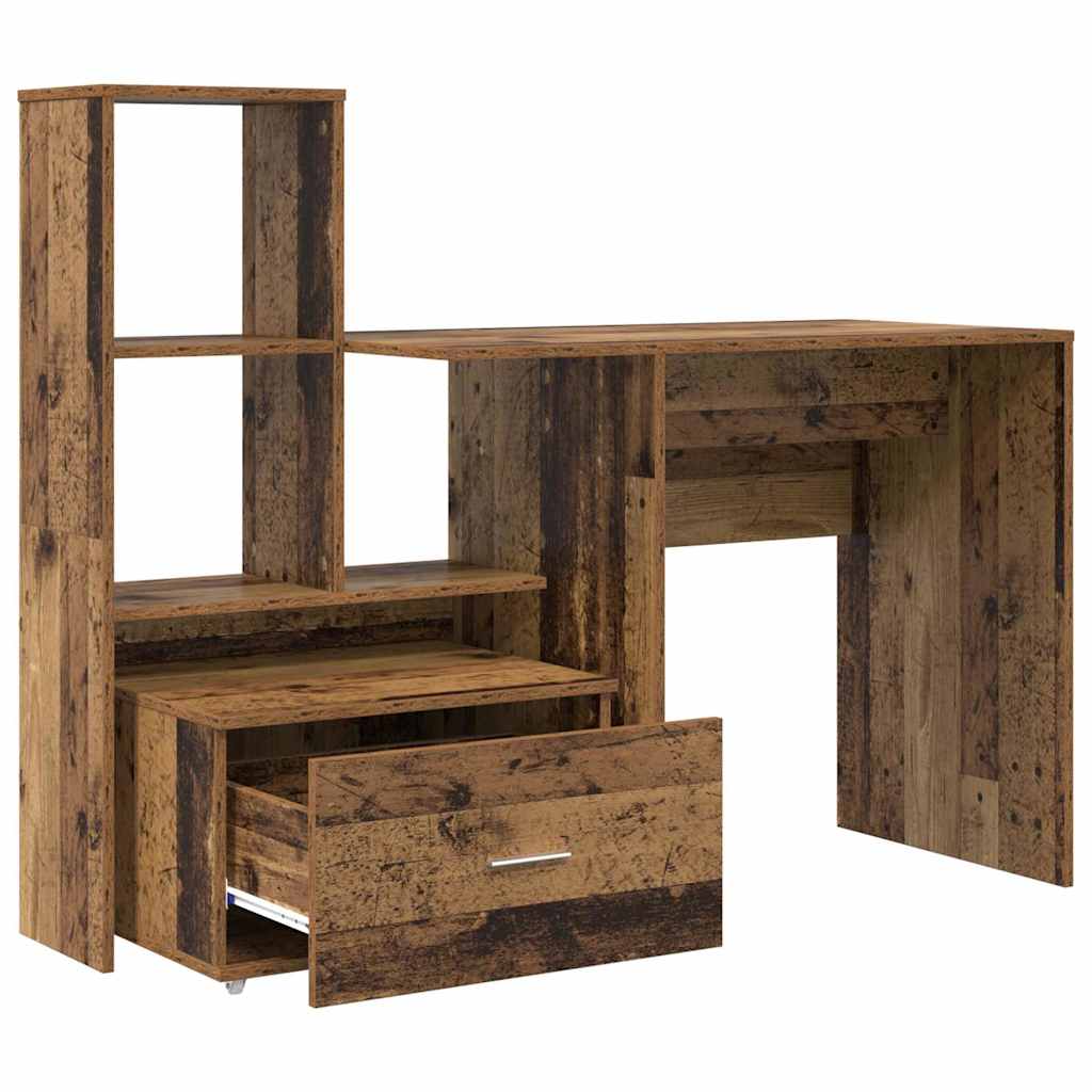 Bureau met lade Oud Hout 131,5 x 50 x 106,5 cm Bewerkt hout