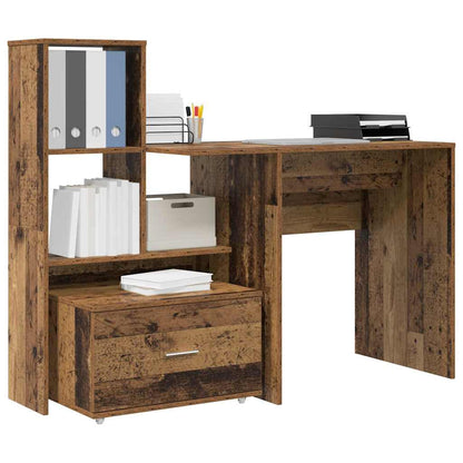 Bureau met lade Oud Hout 131,5 x 50 x 106,5 cm Bewerkt hout