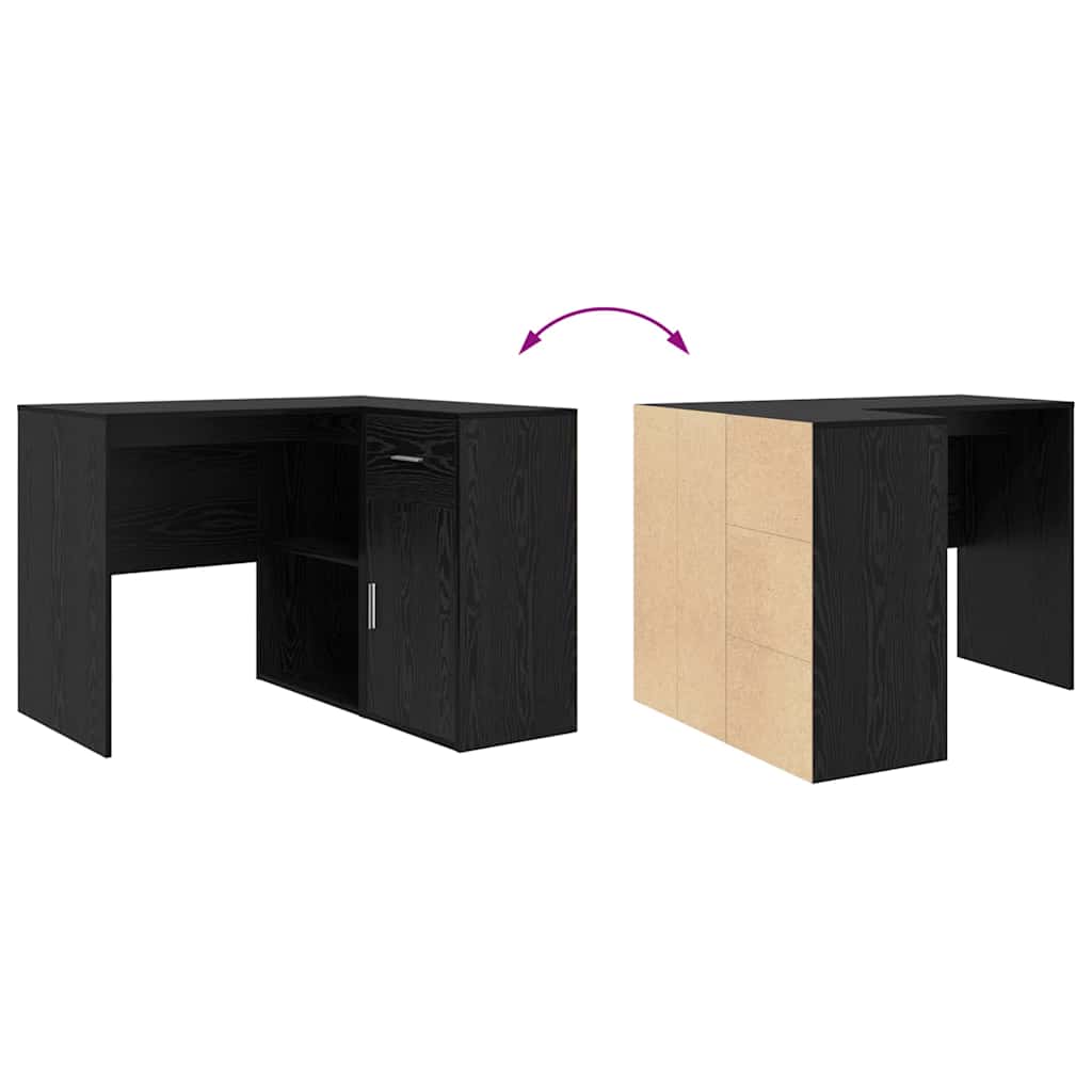 Hoekbureau met lade Zwart Eiken 102 x 88 x 75 cm