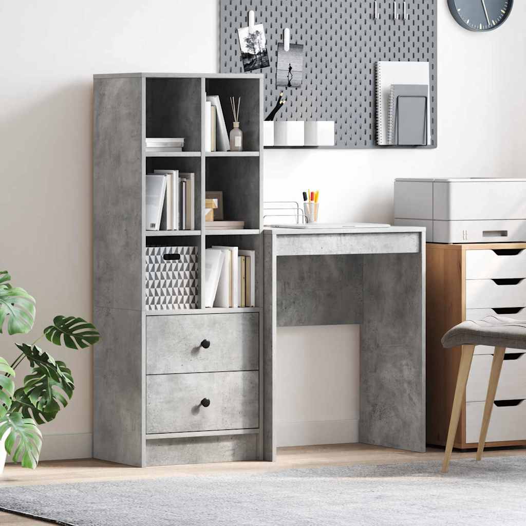 Bureau met lade 2 pcs Beton Grijs
