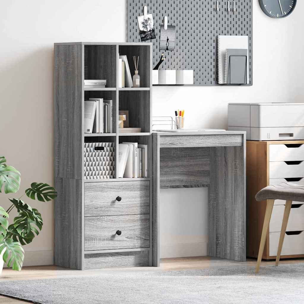 Bureau met lade 2 pcs Grijs Sonoma