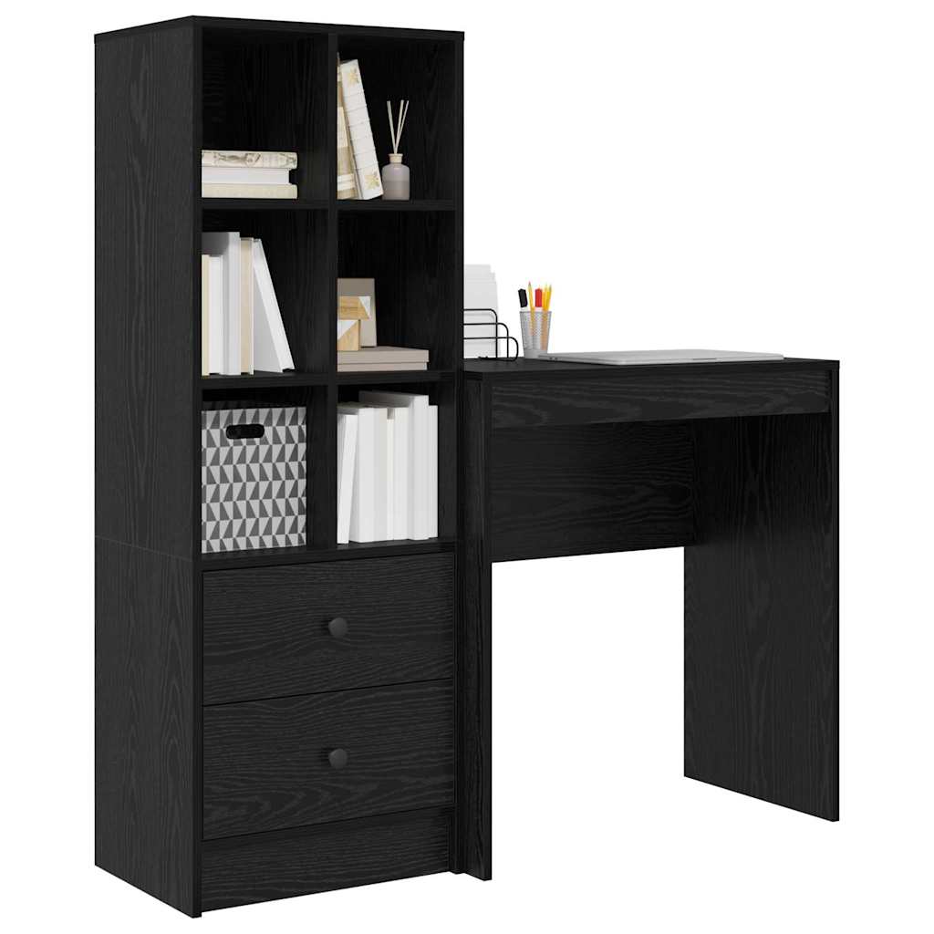 Bureau met lade 2 pcs Zwart Eiken