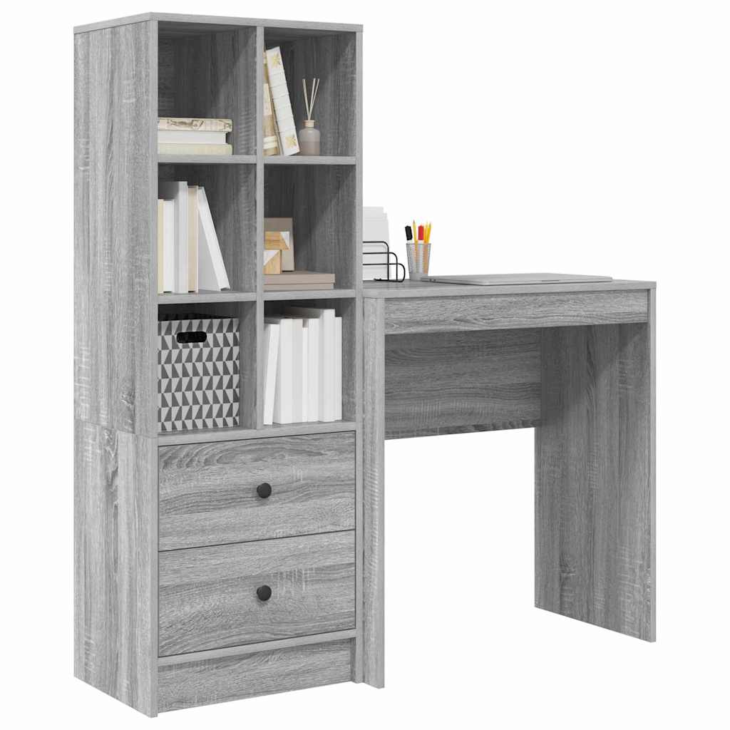 Bureau met lade 2 pcs Grijs Sonoma