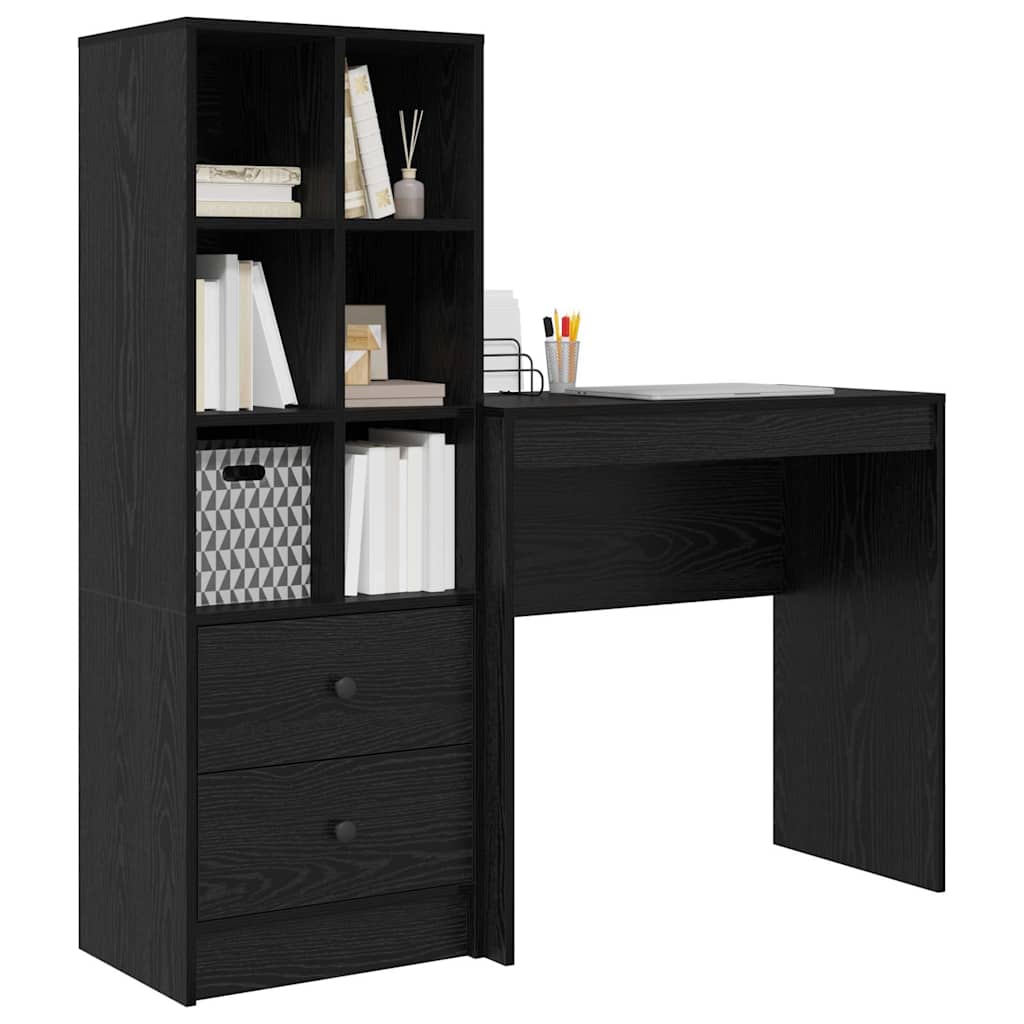 Bureau met lade 2 pcs Zwart Eiken