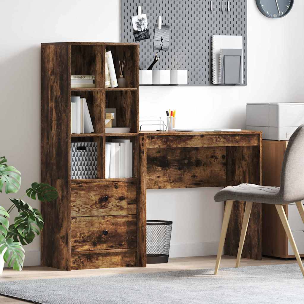 Bureau met lade 2 pcs Gerookt eiken