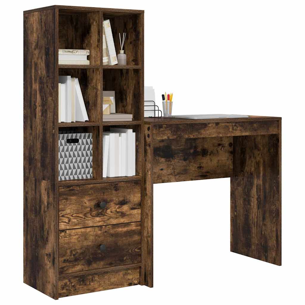 Bureau met lade 2 pcs Gerookt eiken