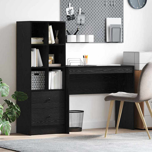 Bureau met lade 2 pcs Zwart Eiken