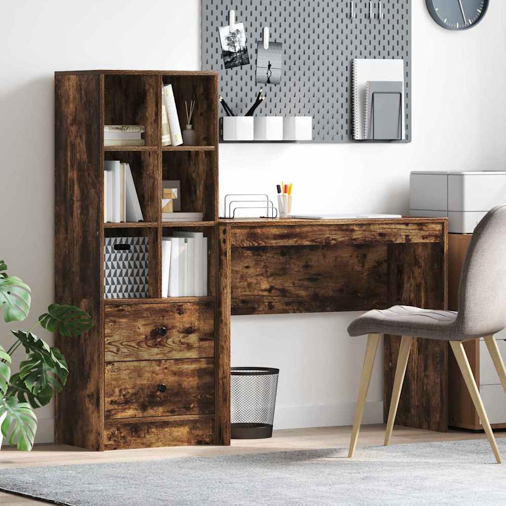 Bureau met lade 2 pcs Gerookt eiken
