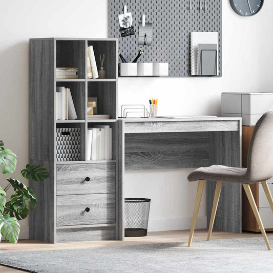 Bureau met lade 2 pcs Grijs Sonoma