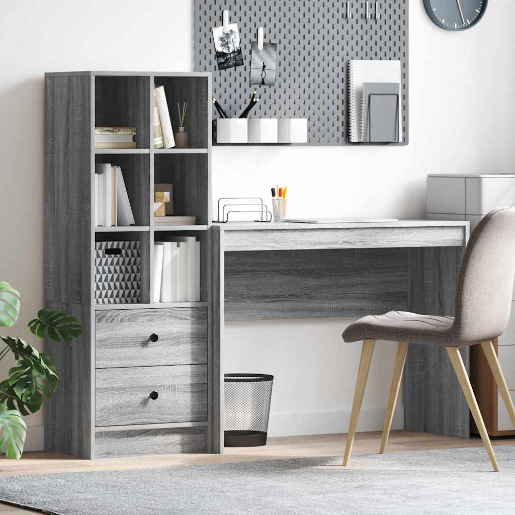 Bureau met lade 2 pcs Grijs Sonoma
