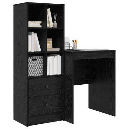 Bureau met lade 2 pcs Zwart Eiken