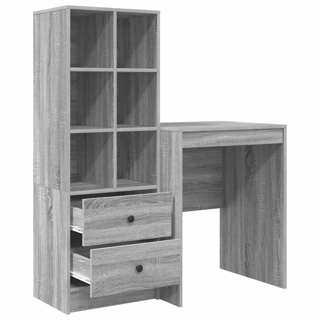 Bureau met lade 2 pcs Grijs Sonoma